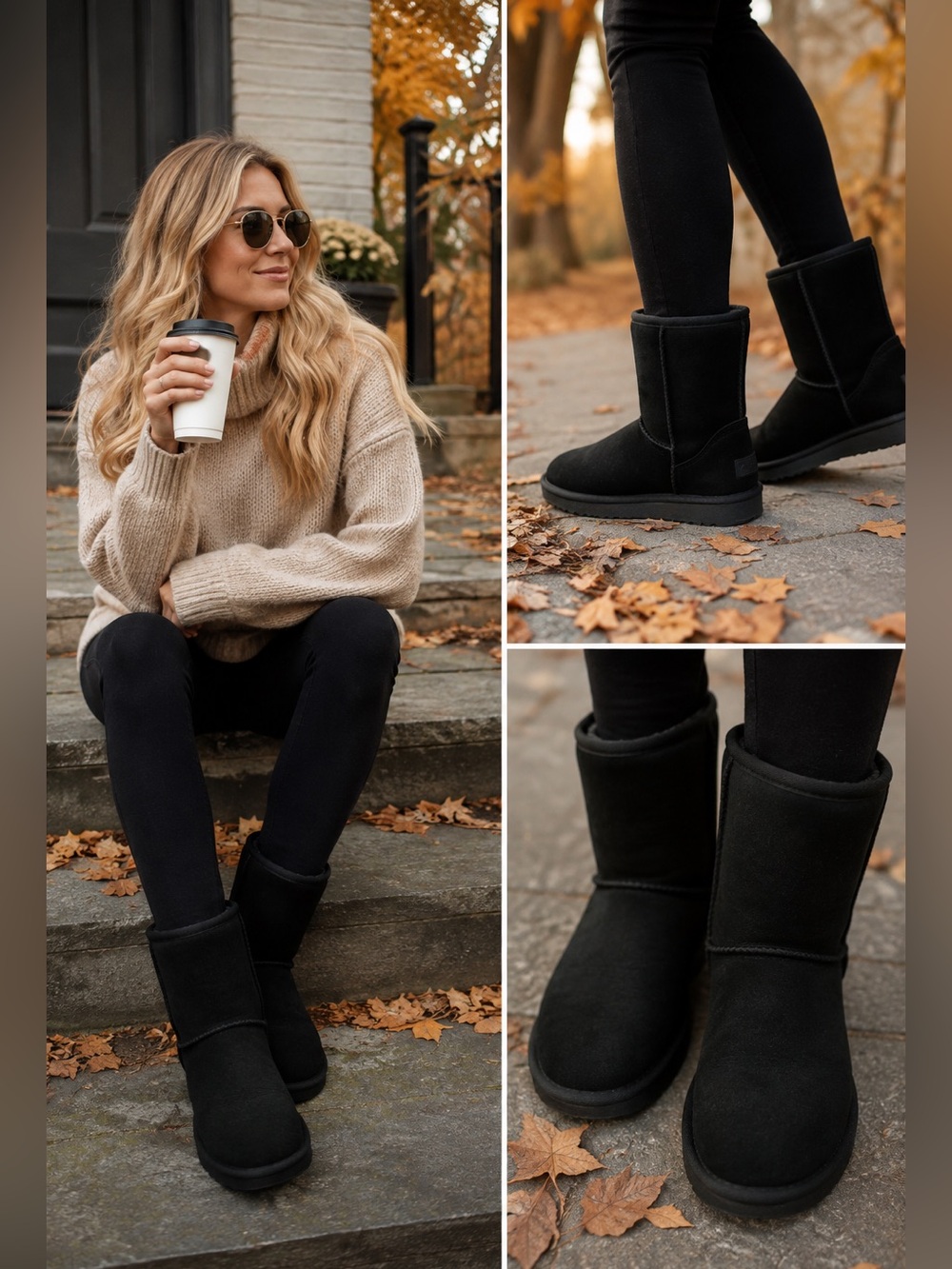 UGG Classic Sheepskin Short boots in Black Suede